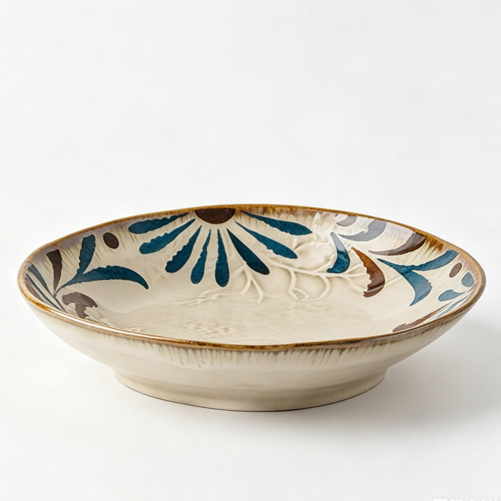 Geniuslambs Artisan 8 Irregular Dinner Plate - Wabi-Sabi Cosmos Radial Stoneware