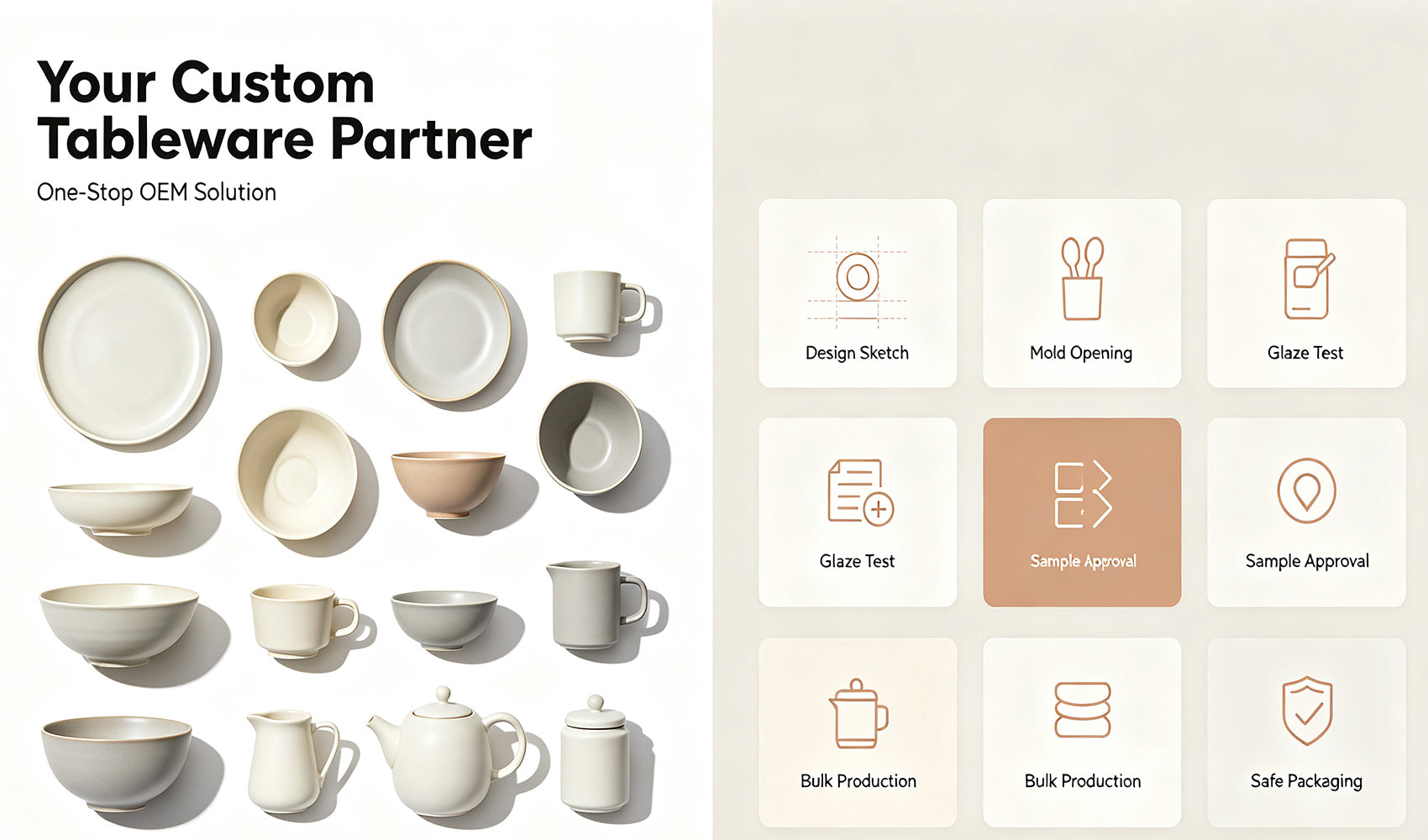 If you have higher personalized requirements for products, Geniuslambs provides in-depth customization services. We can design and produce your own ceramic products from scratch according to your specific needs. This includes product shape design, material selection, color matching, pattern creation, glaze selection and other aspects. Our design team will work closely with you to ensure that every detail meets your requirements and brand positioning.