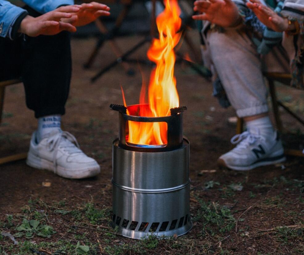 Outdoor Stainless Steel Firewood Stove Camping Fold Portable