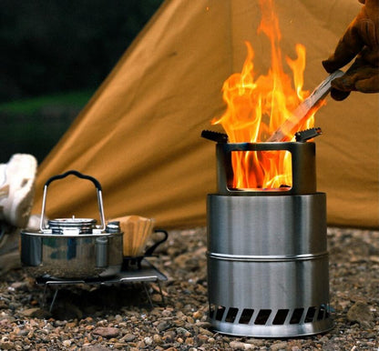 Outdoor Stainless Steel Firewood Stove Camping Fold Portable