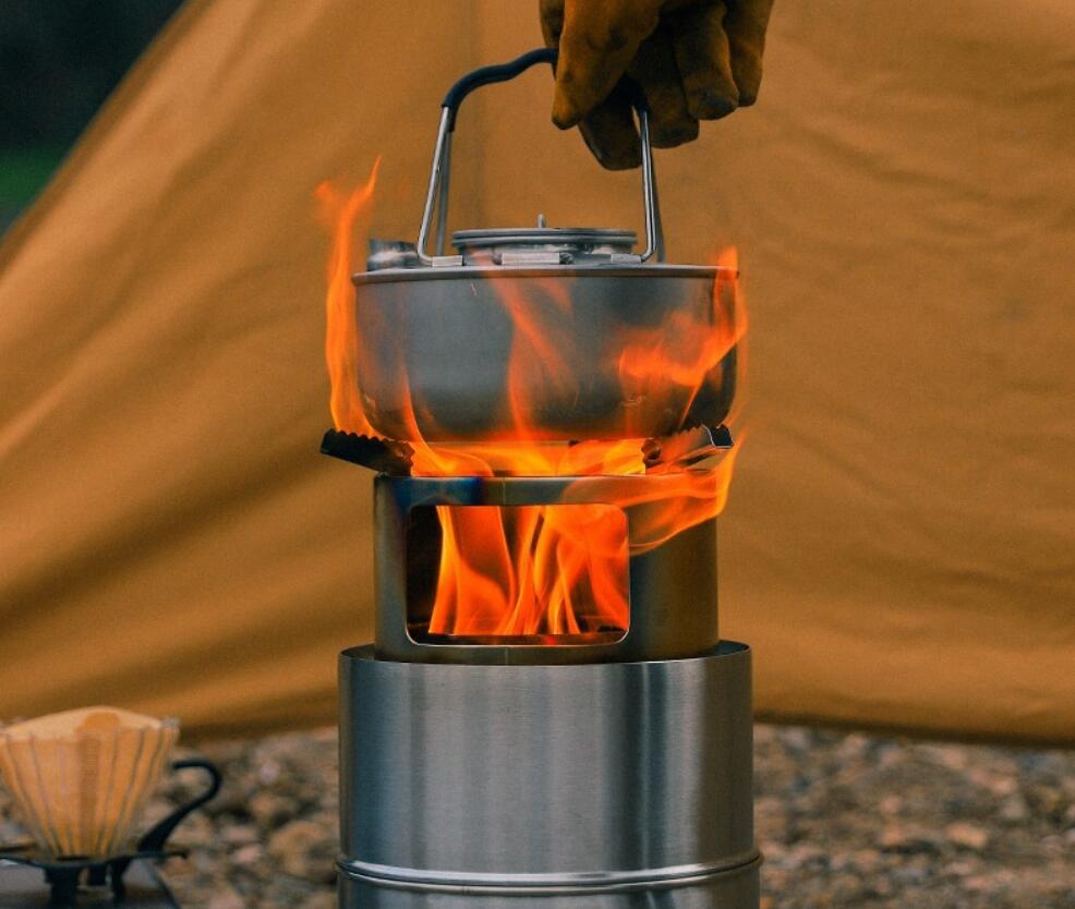 Outdoor Stainless Steel Firewood Stove Camping Fold Portable