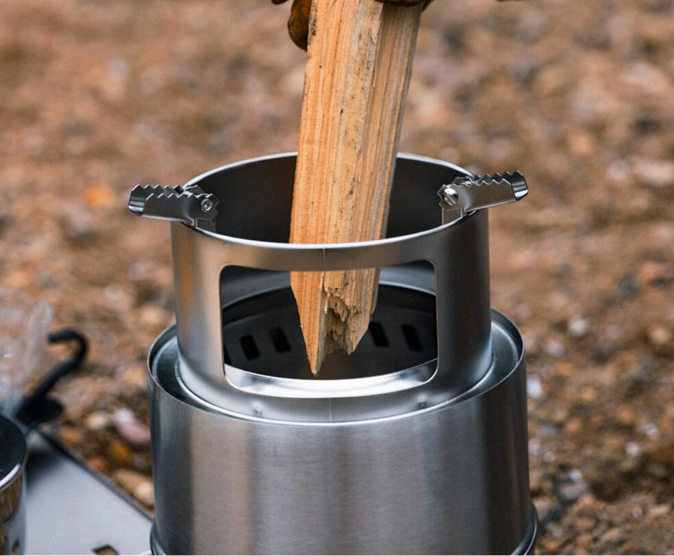 Outdoor Stainless Steel Firewood Stove Camping Fold Portable